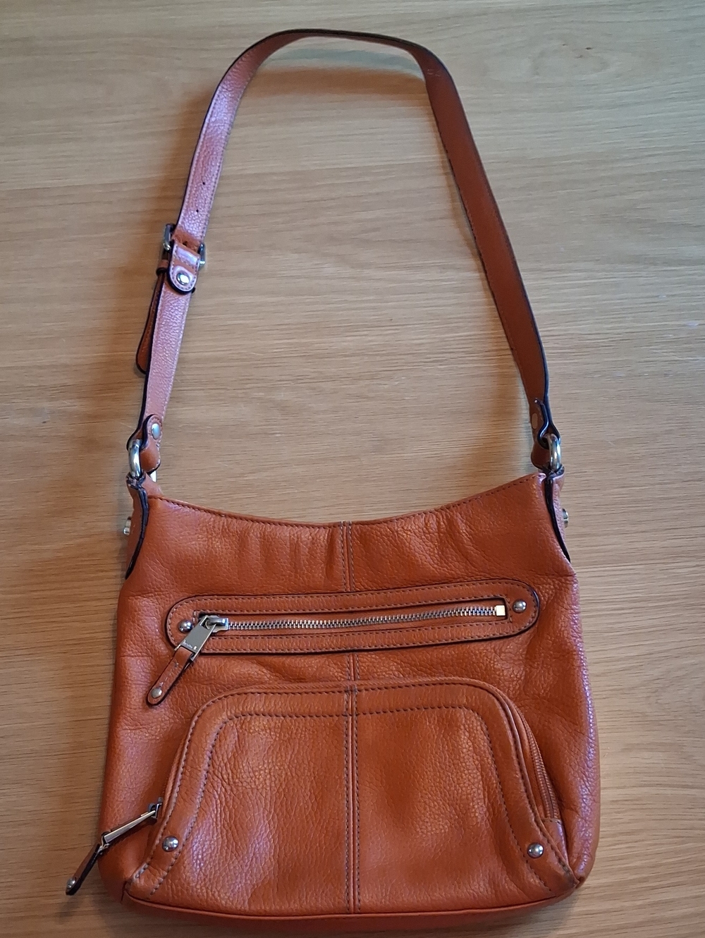 Tignanello Cognac Leather Crossbody Shoulder Bag